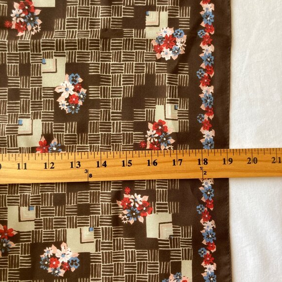 Vintage Italian Womens Scarf Geometric Floral Square Polyester Brown Blue Pink - Picture 11 of 11